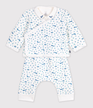 BABY UNISEX OUTFIT IN ORGANIC COTTON WITH FOXES PRINTED ON THE COLLAR-3-PACK