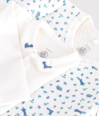 BABY UNISEX OUTFIT IN ORGANIC COTTON WITH FOXES PRINTED ON THE COLLAR-3-PACK