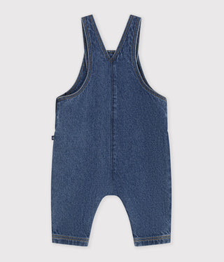 BABY LONG-LEG DENIM DUNGAREES WITH A HEART-SHAPED POCKET