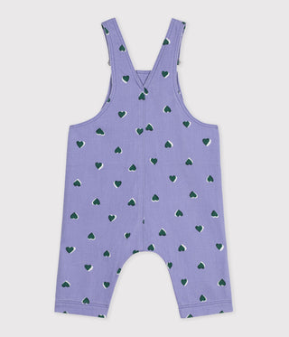 BABY GIRL'S DUNGAREES IN SERGE WITH LONG LEGS AND A HEART PRINT