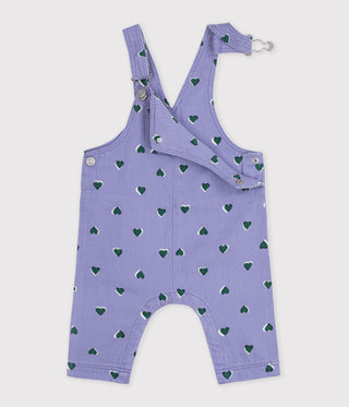 BABY GIRL'S DUNGAREES IN SERGE WITH LONG LEGS AND A HEART PRINT