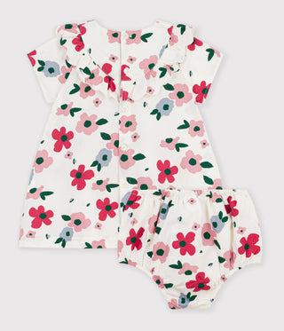 BABY GIRL'S SHORT-SLEEVED FLORAL PRINT COTTON DRESS