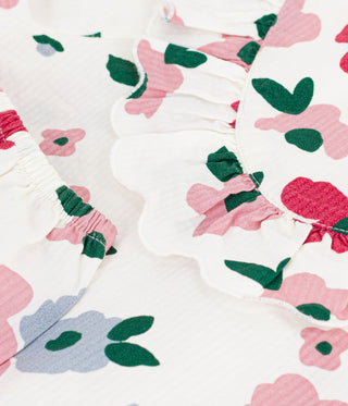 BABY GIRL'S SHORT-SLEEVED FLORAL PRINT COTTON DRESS