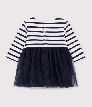 BABY GIRL'S LONG-SLEEVED STRIPY DRESS