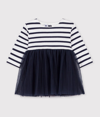 BABY GIRL'S LONG-SLEEVED STRIPY DRESS