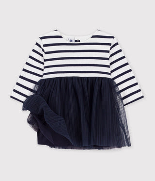 BABY GIRL'S LONG-SLEEVED STRIPY DRESS