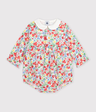 BABY GIRL'S FLOWER PRINT COTTON PLAYSUIT
