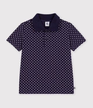 BOY'S COTTON POLO SHIRT WITH SHORT SLEEVES AND A STAR PRINT