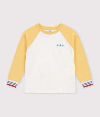 BOY'S LONG-SLEEVED COLOURBLOCK ORGANIC COTTON T-SHIRT