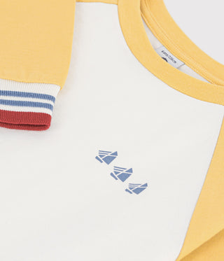 BOY'S LONG-SLEEVED COLOURBLOCK ORGANIC COTTON T-SHIRT