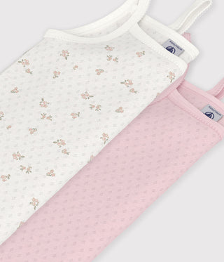 GIRL'S FLORAL OPENWORK COTTON TANK TOPS - 2-PACK