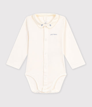 BABY UNISEX LONG-SLEEVED ORGANIC COTTON BODY WITH AN EMBROIDERED COLLAR