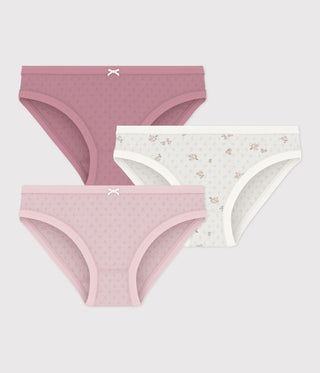 GIRL'S FLOWER-PATTERNED OPENWORK COTTON PANTS - 3-PACK