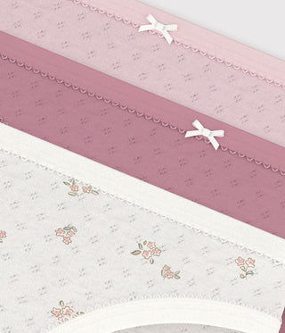GIRL'S FLOWER-PATTERNED OPENWORK COTTON PANTS - 3-PACK