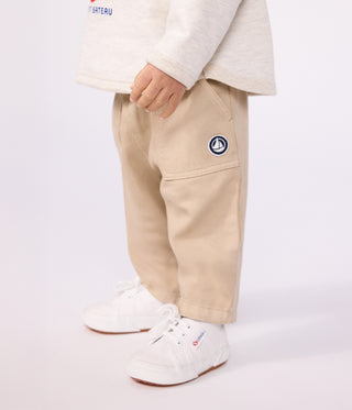 BABY BOY'S CARGO-STYLE TROUSERS IN COTTON WITH A LOGO BADGE