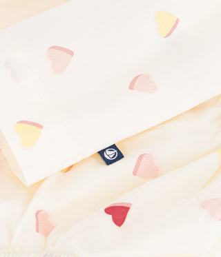 BABY GIRL'S SHORT-SLEEVED COTTON DRESS PRINTED WITH HEARTS