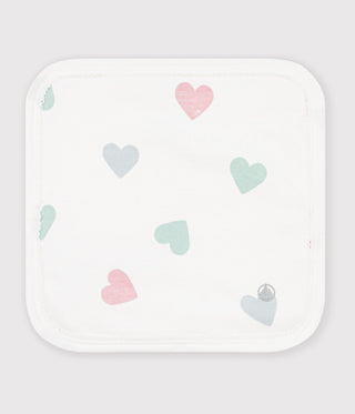 BABY UNISEX WIPES MADE OF ORGANIC COTTON AND TERRY TOWELLING PRINTED WITH HEARTS