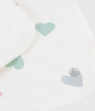 BABY UNISEX WIPES MADE OF ORGANIC COTTON AND TERRY TOWELLING PRINTED WITH HEARTS