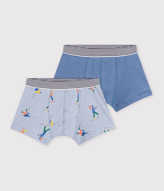 BOY'S SKIER-PRINT COTTON BOXERS-2-PACK