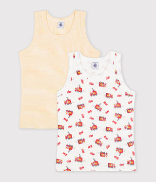 BOY'S FIREFIGHTER PRINT COTTON VEST TOPS-2-PACK