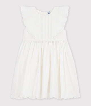 GIRL'S SHORT-SLEEVED ORGANIC COTTON POPLIN DRESS