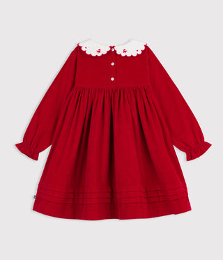 GIRL'S LONG-SLEEVED DRESS IN ORGANIC COTTON CORDUROY