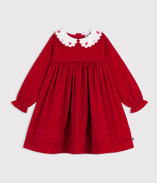 GIRL'S LONG-SLEEVED DRESS IN ORGANIC COTTON CORDUROY