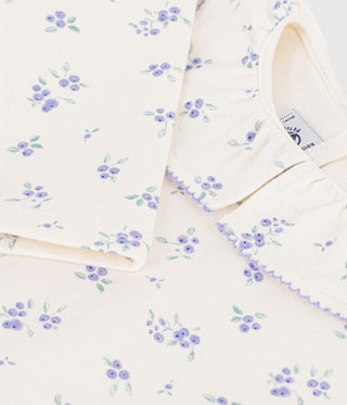 GIRL'S LONG-SLEEVED FLORAL T-SHIRT WITH A COLLAR