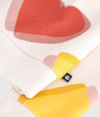 GIRL'S COTTON SWEATSHIRT PRINTED WITH HEARTS