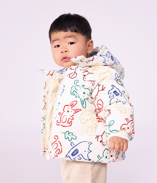 BABY BOY'S POLYESTER PUFFER JACKET IN CUTE ANIMAL PRINT
