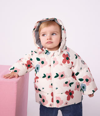 BABY GIRL'S POLYESTER PUFFER JACKET IN ANIMAL PRINT