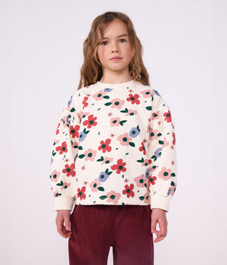 GIRL'S FLORAL PRINT ORGANIC COTTON SWEATSHIRT