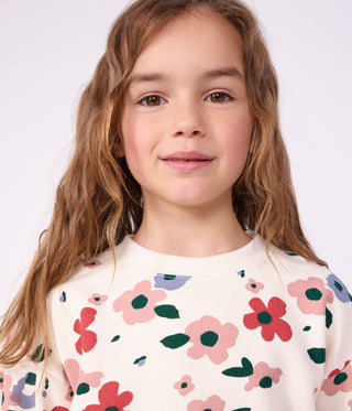 GIRL'S FLORAL PRINT ORGANIC COTTON SWEATSHIRT