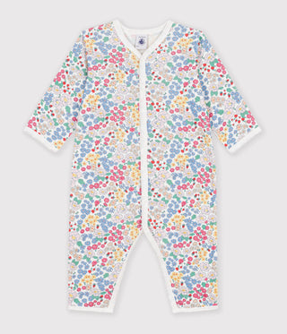 BABY GIRL'S FOOTLESS COTTON PYJAMAS WITH FLORAL PRINT