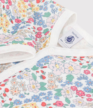 BABY GIRL'S FOOTLESS COTTON PYJAMAS WITH FLORAL PRINT