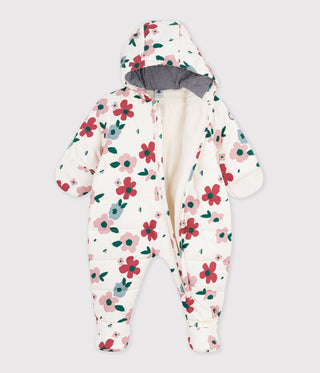 BABY GIRL'S FLORAL PRINT POLYESTER SNOWSUIT