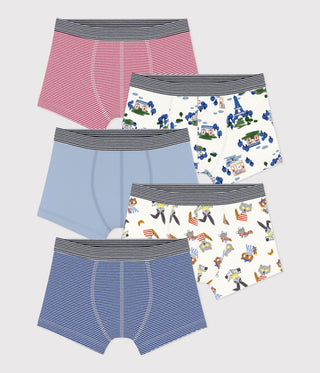 BOY'S PRINTED COTTON BOXERS -5-PACK