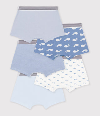 BOY'S WHALE PRINT COTTON BOXERS -5-PACK