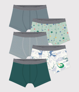 BOY'S PRINTED COTTON BOXERS -5-PACK