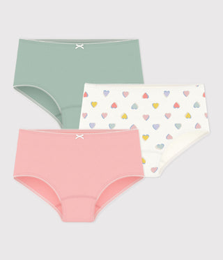 GIRL'S COTTON SHORTIES WITH HEARTS - 3-PACK