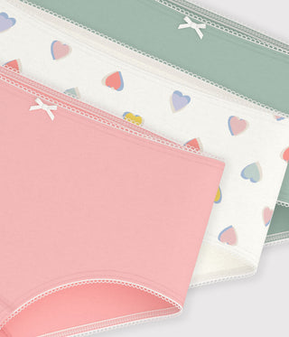GIRL'S COTTON SHORTIES WITH HEARTS - 3-PACK