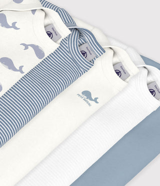 BABY UNISEX LONG-SLEEVED WHALE-PRINT ORGANIC COTTON BODIES - 5-PACK