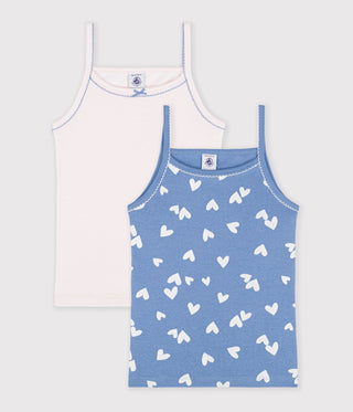 GIRL'S COTTON TANK TOPS WITH HEARTS - 2-PACK