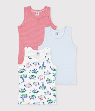 BOY'S PARIS PRINT COTTON TANK TOPS - 3-PACK
