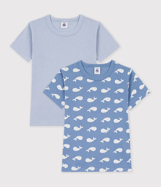 BOY'S SHORT-SLEEVED WHALE-PRINT COTTON T-SHIRTS -2-PACK