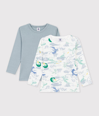 BOY'S LONG-SLEEVED DRAGON PRINT COTTON T-SHIRTS -2-PACK