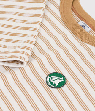 BOY'S LONG-SLEEVED STRIPY ORGANIC COTTON T-SHIRT
