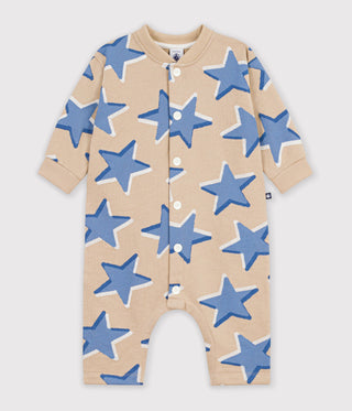 BABY LONG JUMPSUIT IN COTTON WITH A STAR PRINT
