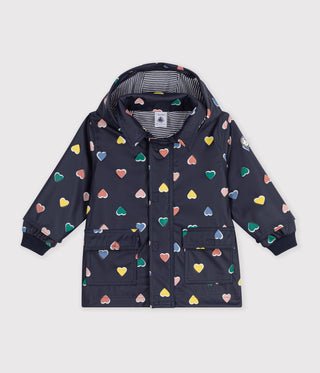 BABY GIRL'S ICONIC HEART PRINT RAINCOAT