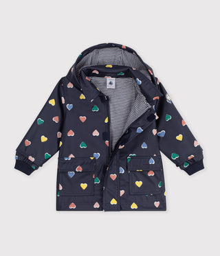 BABY GIRL'S ICONIC HEART PRINT RAINCOAT